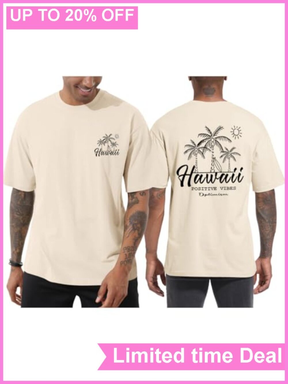 Mens Graphic Tee Vintage Beach Vacation Tropical Print Oversized Short Sleeve